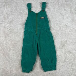 Vintage OshKosh Bgosh Kids 2T Teal Green Corduroy Vestbak Overalls Made in USA